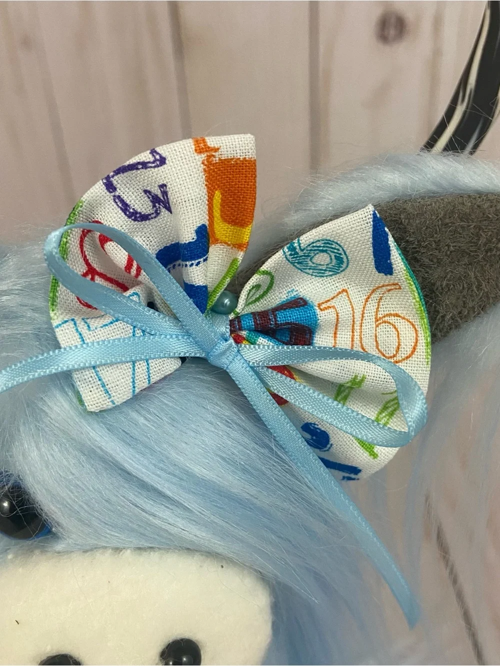 Handmade Baby Boy Nursery Highland Cow Gnome Blue Faux Fur Shower Gift - Picture 4 of 11